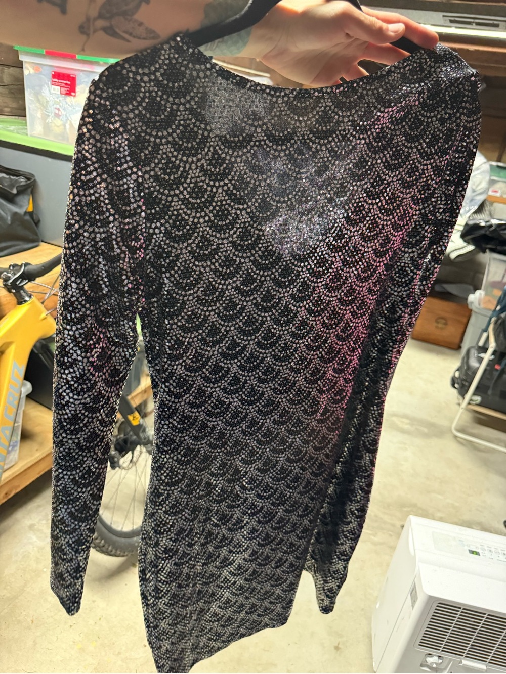 Michael Kors Black Sequin Long Sleeve Cocktail Dress